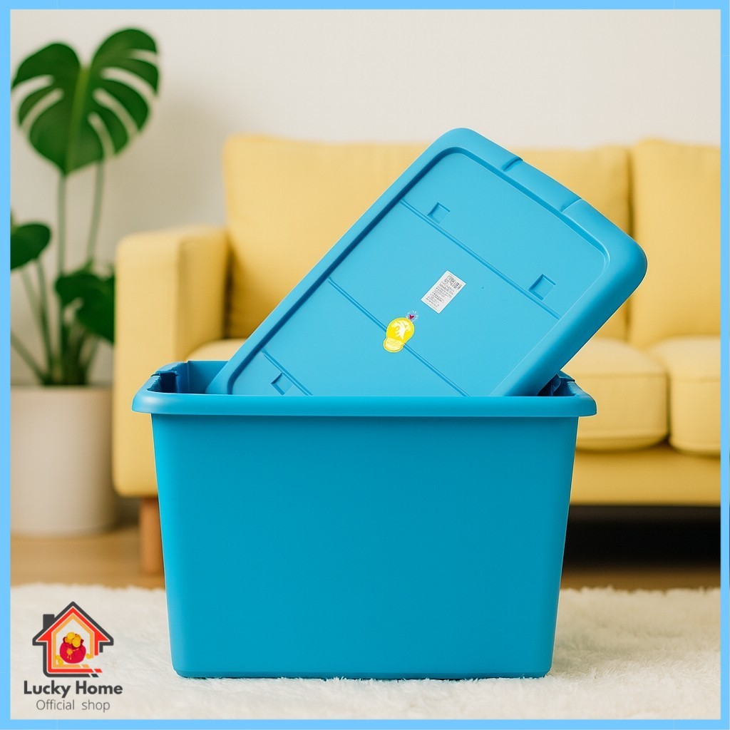 กล่องพลาสติก กล่องเก็บของ มีล้อ ขนาด 40x54x30ซม. 50ลิตร มีล้อ ฝาล็อกแน่น เขียว/ฟ้า/ชมพู พลาสติกหนา แ