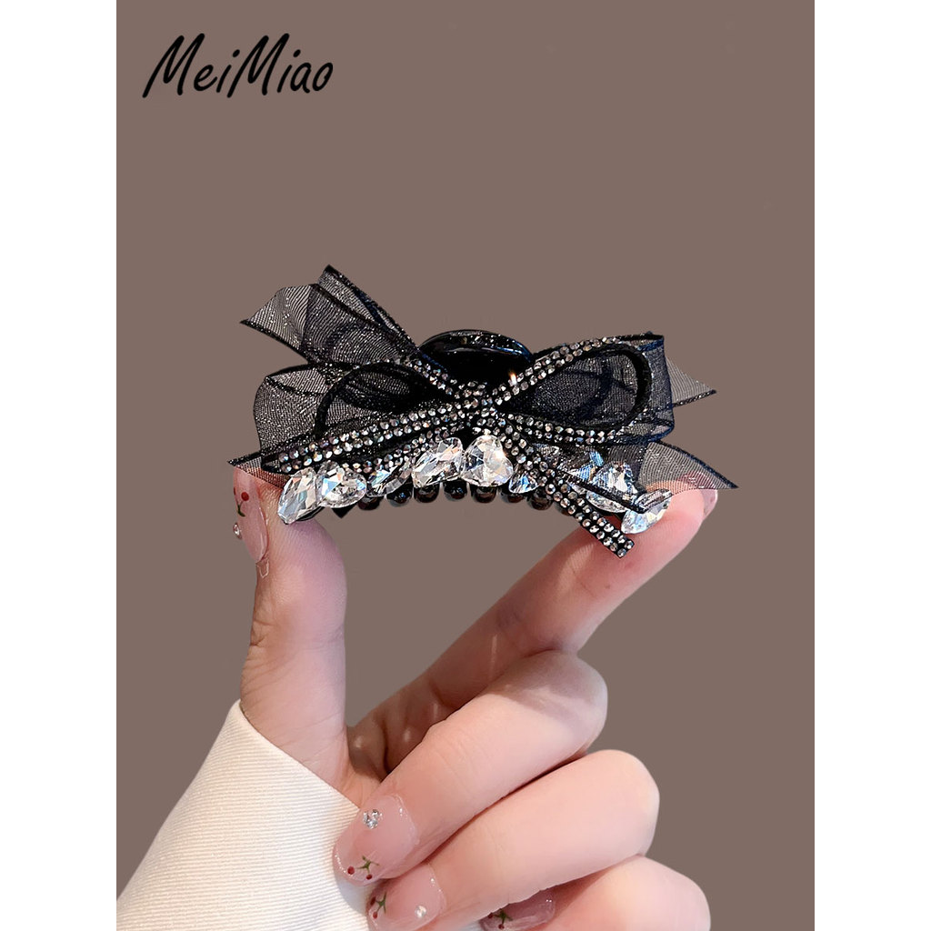 ผ้ากอซสีดําโบว์คว้าคลิปขนาดเล็กเกาหลีที่สง่างามเจ้าหญิงหัวคลิปด้านหน้ากิ๊บอินเทอร์เน็ตสีแดงกิ๊บสําหร