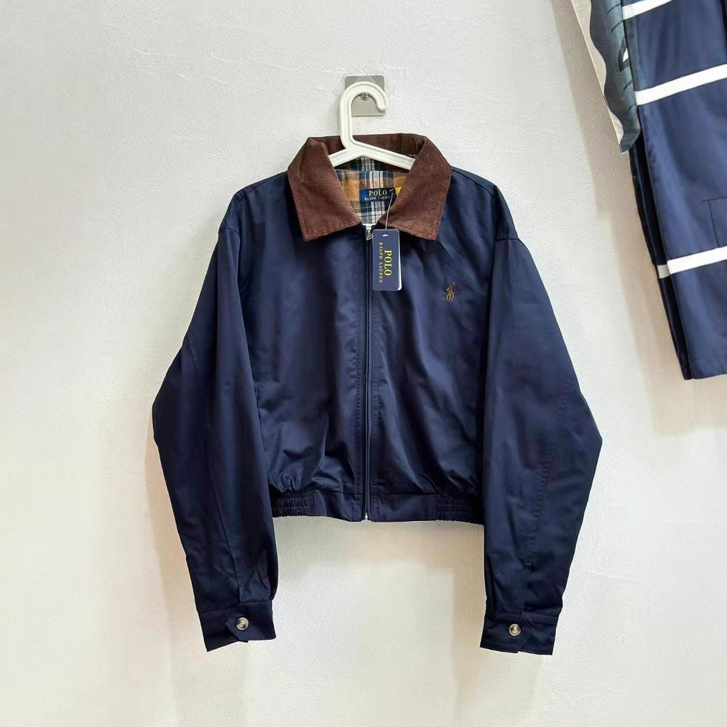 2X9I Ral*h La***n Turn-down Collar Jacket for Men and Women, Pony Embroidery, American Casual Old Mo