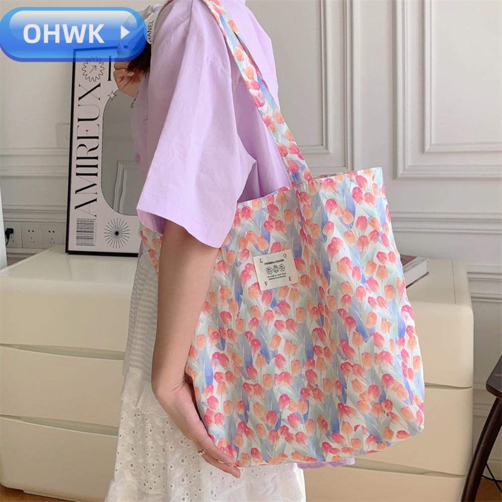 กระเป๋า Tote ผ้าฝ้ายวินเทจดอกไม้ ความจุขนาดใหญ่ สำหรับสุภาพสตรี