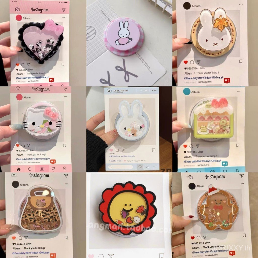 การ์ตูนการ์ตูนกระต่ายคิตตี้แมวเหมาะสําหรับ แม็กเซฟ วงเล็บแม่เหล็กดูดซับที่แข็งแกร่งหดสก์ท็อปถุงลมนิรภัยหญิงอินเทรนด