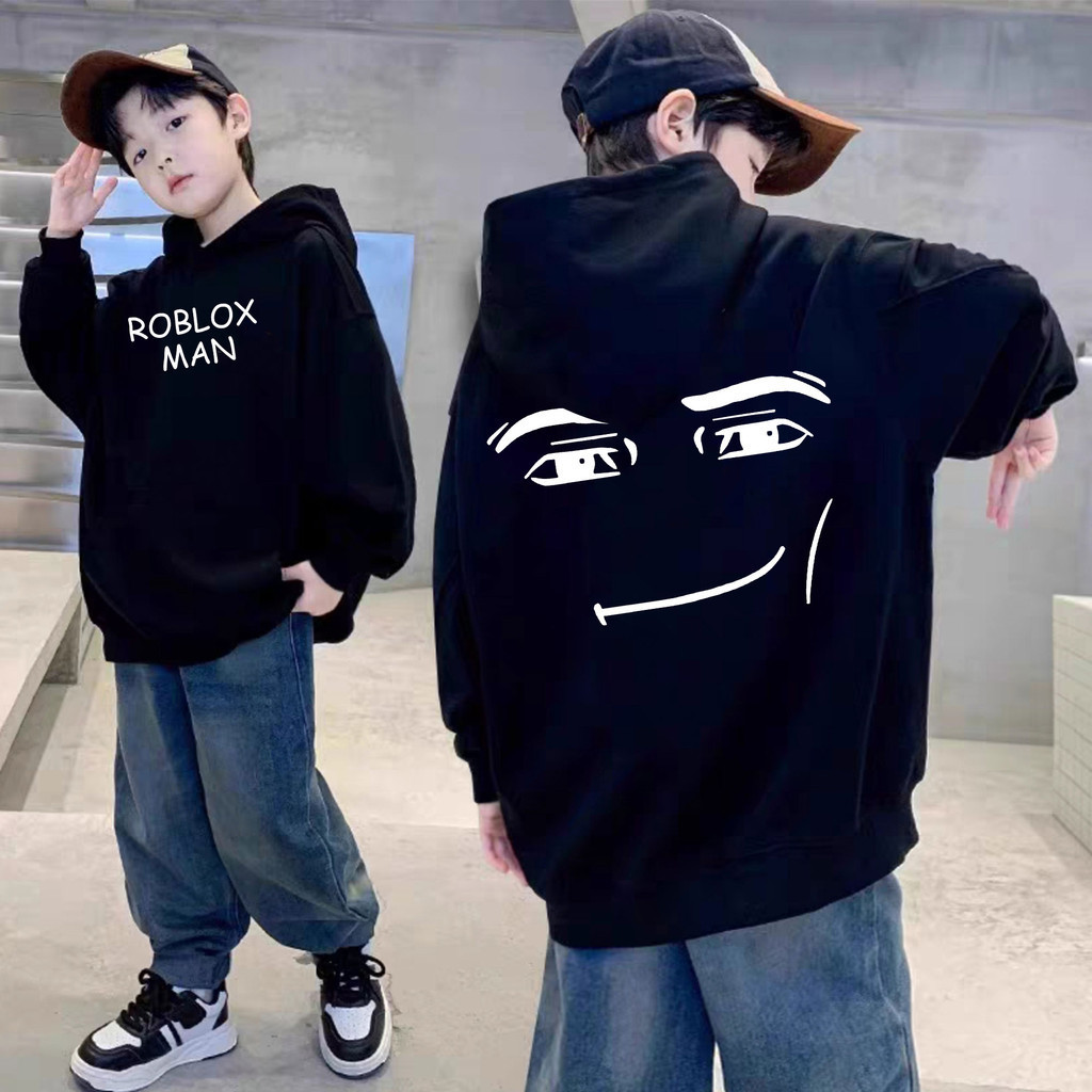 kids Hoodie 🔥ผ้าฝ้าย Hoodie👕 ใหม่ Hoodie เสื้อคลุม พิมพ์ลาย Roblox Man Face Game สําหรับผู้ชาย Kids 