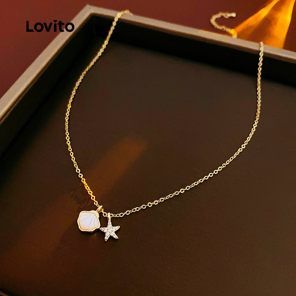 Lovito สร้อยคอลายเปลือกหอยหรูหรา LFA99083