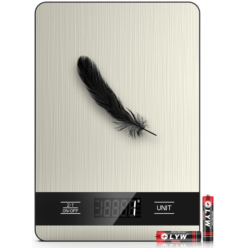 Mik-Nana Food Scale, 11lb Digital Kitchen Scale with LCD Display 6 Units Tare Function, สแตนเลสน้ําห