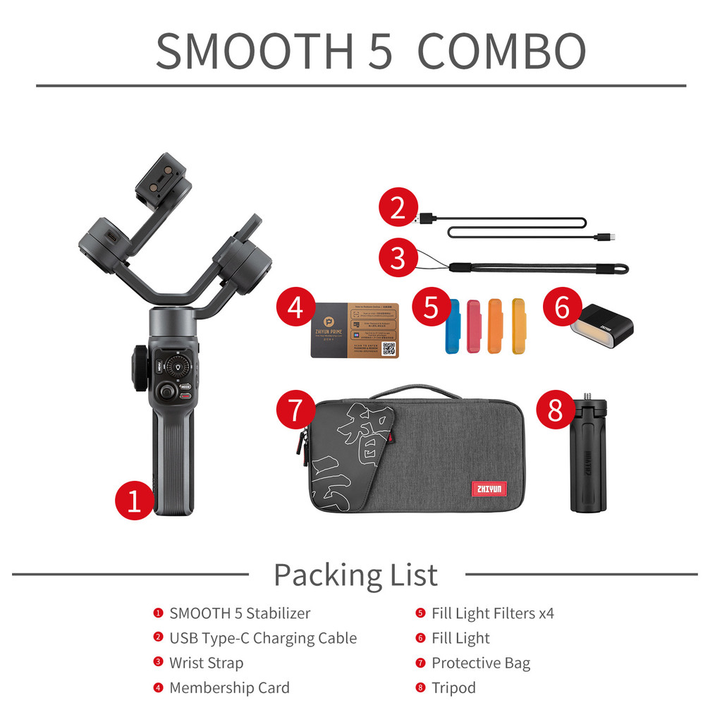 ZHIYUN ZHIYUN smooth5 โทรศัพท์มือถือ Stabilizer สามแกน Gimbal อุปกรณ์ติดตาม Anti-Shaking การถ่ายภาพม