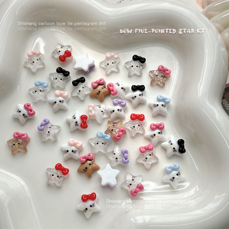 คิตตี้คิตตี้แมวดาวห้าแฉกอุปกรณ์ทําเล็บการ์ตูนน่ารักโบว์ดาวสวมอุปกรณ์ทําเล็บเพชร - รูปที่ 2