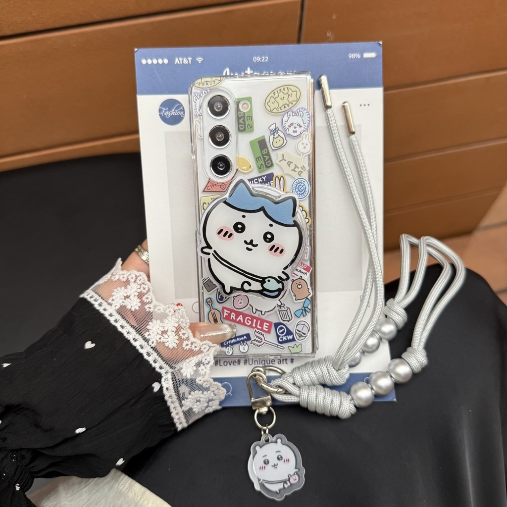 การ์ตูน น่ารัก Chiikawa วงเล็บแม่เหล็ก สร้อยข้อมือ เคส Samsung Galaxy Z Fold 7 6 5 4 3 Case Magnetic
