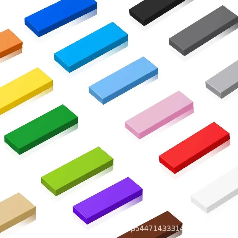 50g/117pcs 63864 1x3 แผงแบนกระเบื้องบล็อก Moc สีใช้งานร่วมกับอิฐโค้ง Diy ของเล่นสําหรับของเล่นเด็ก