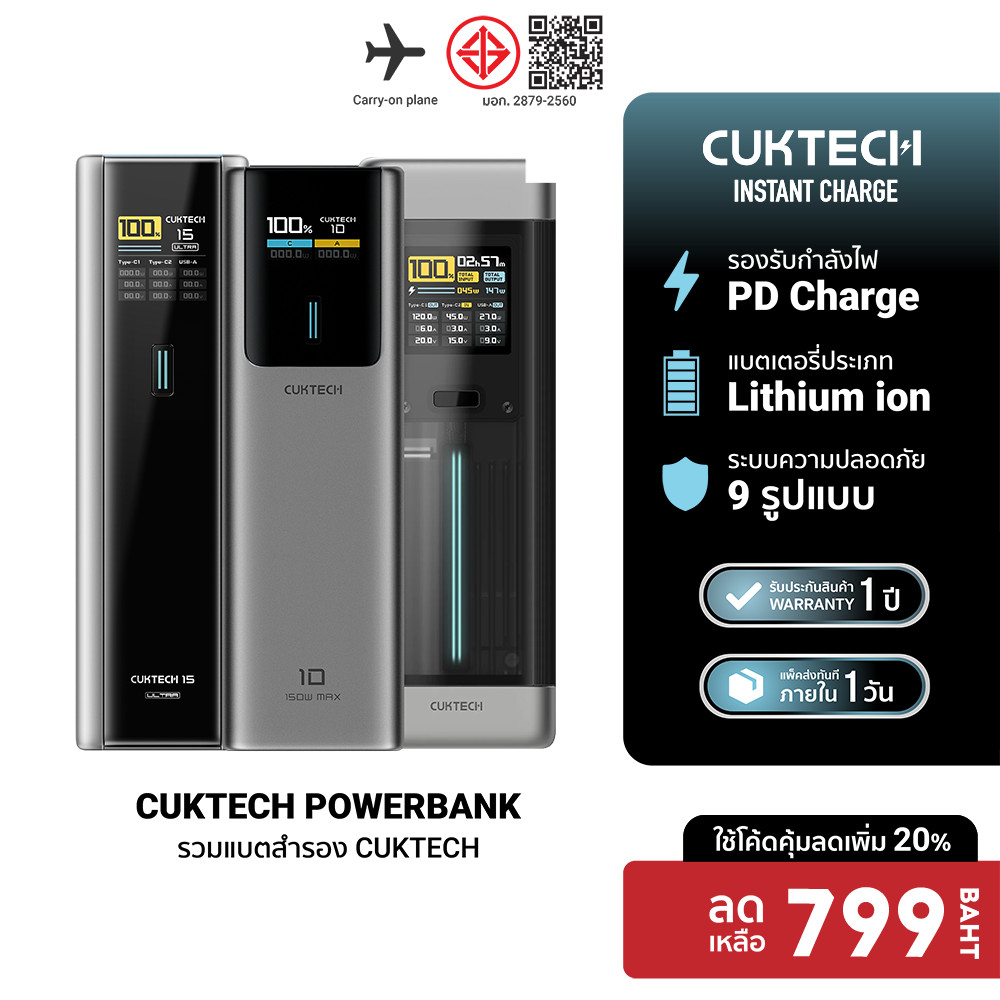 [ลดเหลือ 799] CUKTECH PB100P  / PB200P / PB200U / P23 / PB060 / PB200 / PB150P / PB1055 Powerbank แบ