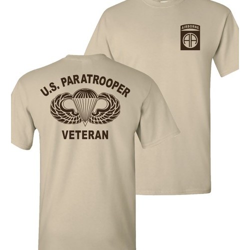 82nd Airborne Army Paratrooper Veteran Jump Wings T shirt Tee