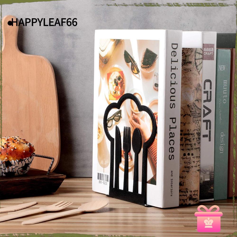 HAPPYLEAF66 Kitchen Cookbook Bookends Cloud Heavy Books Black Book Shelf Holder Bookends สําหรับชั้น