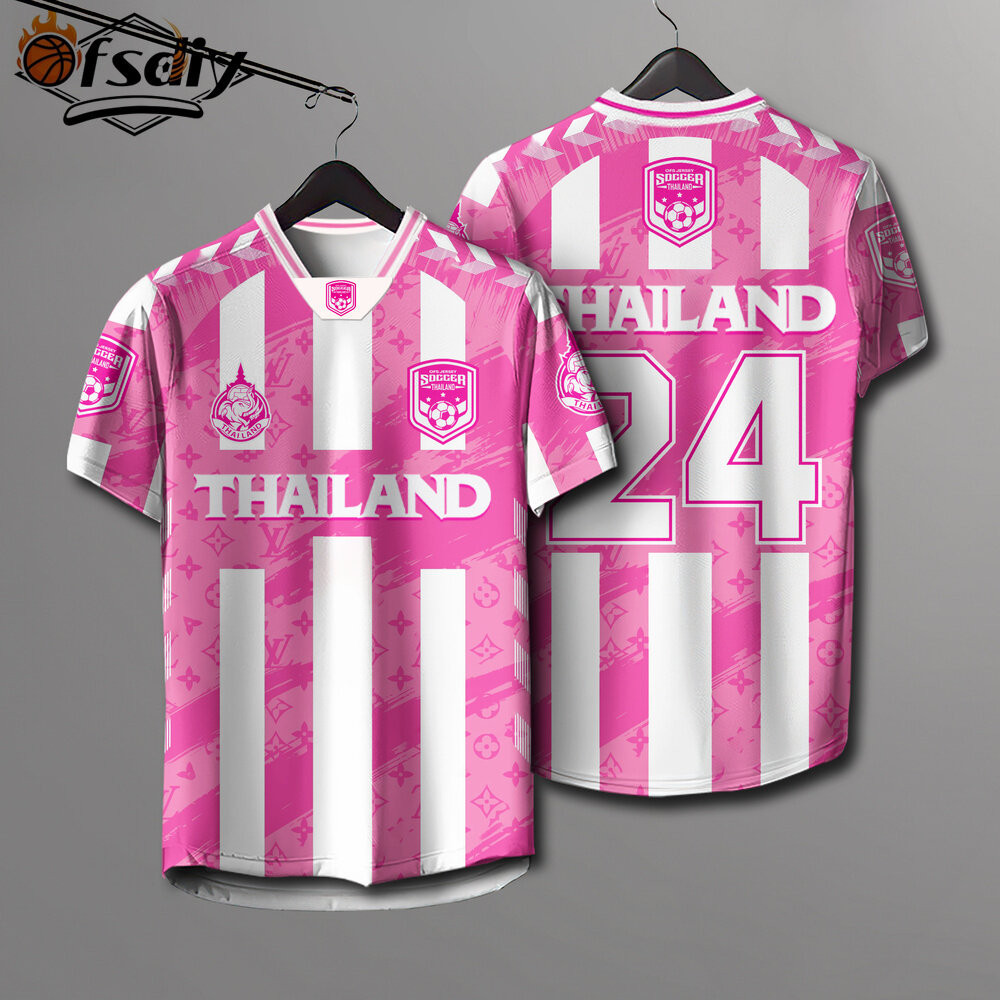 เจอร์ซีย์ทีมฟุตบอลผู้หญิง สีชมพู ไซส์ใหญ่ หมายเลข 24 คอวี