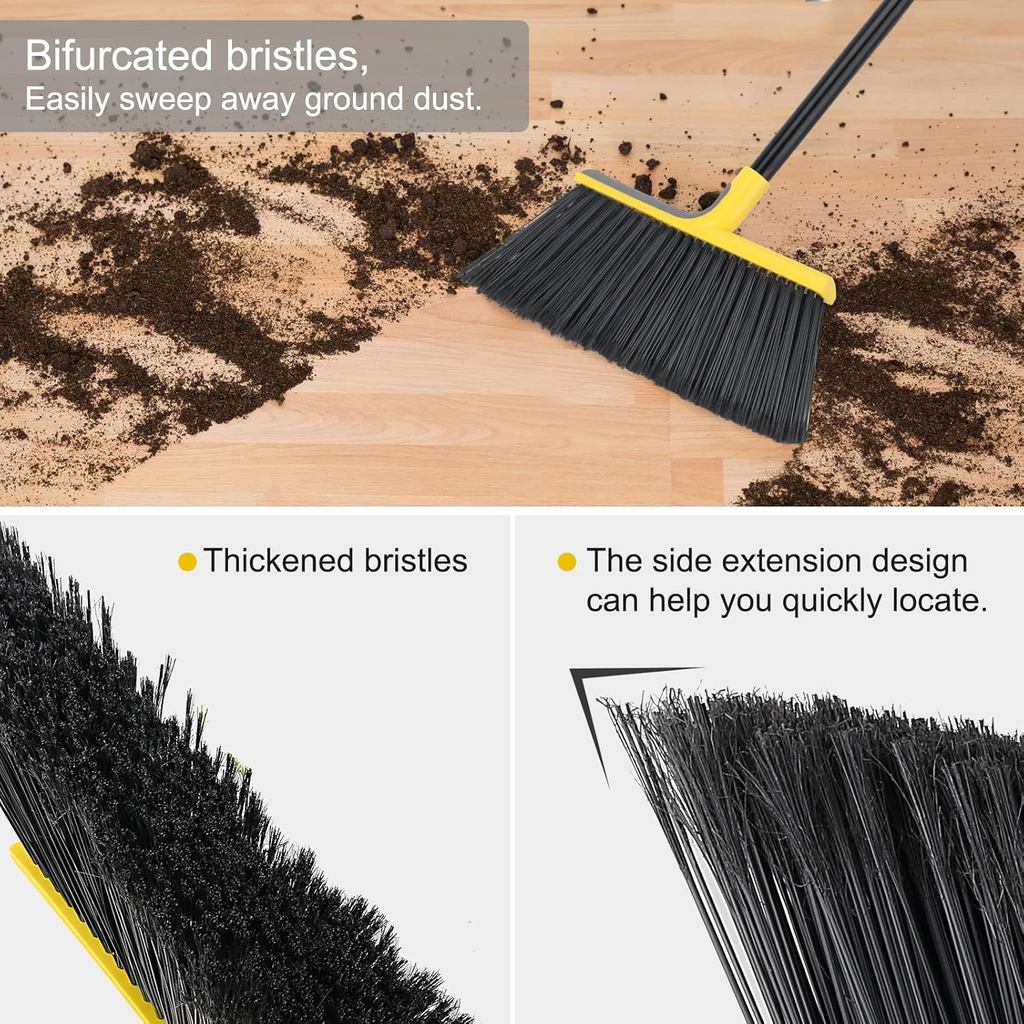 4 Packs Outdoor Broom for Floor Cleaning with 58" Long Handle, Heavy-Duty Commercial Brooms for Swee
