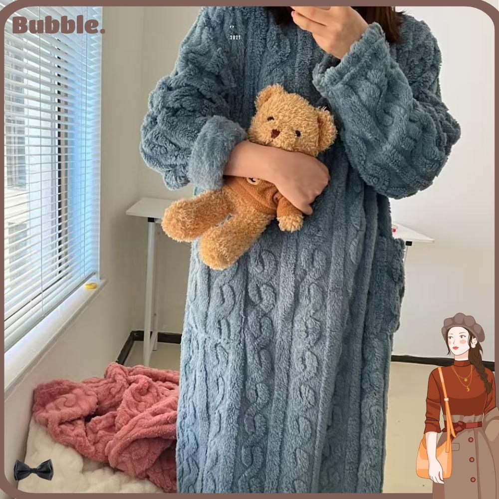 ชุดนอนแขนยาววูลเวล벳 สบายๆ เพื่อการพักผ่อนในยามค่ำคืน