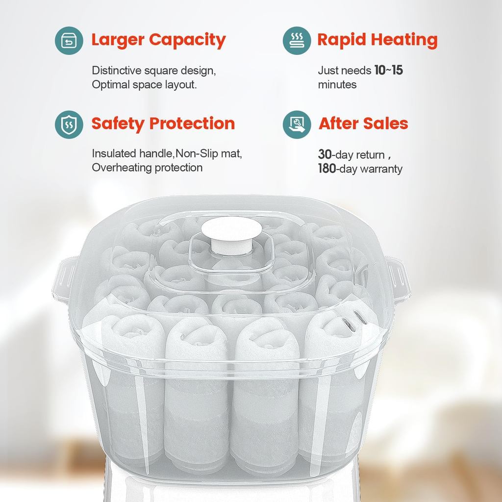 Hot Towel Warmer, Rapid Heating Towel Steamer for Facials can Hold 12 Mini Wet Towels, Portable Mini