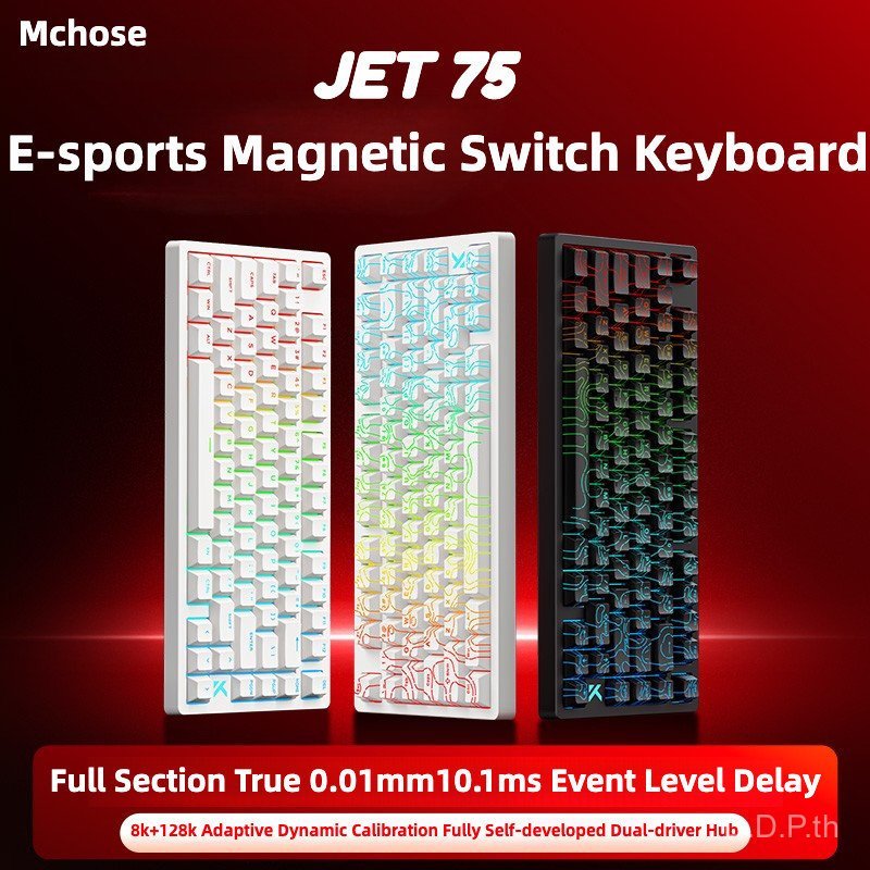 สต็อกพร้อม! 2025 ใหม่มาถึง MCHOSE Jet75 สวิทช์แม่เหล็กคีย์บอร์ดแบบมีสาย Rapid Trigger Office ที่กําห