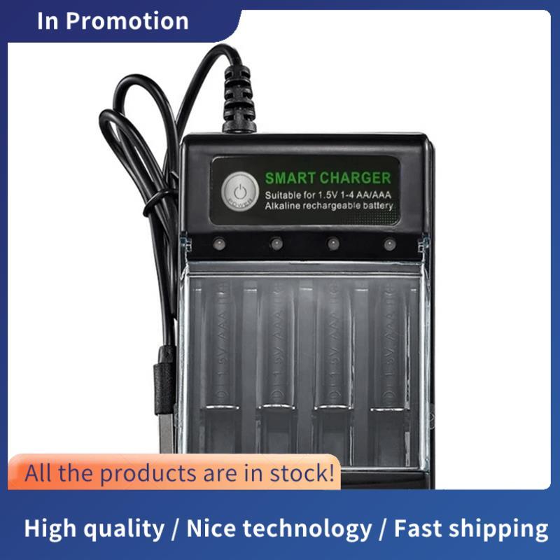4 ช่องสมาร์ท USB Battery Charger สําหรับแบตเตอรี่ชาร์จ AA AAA AAAA 1.5V อัลคาไลน์ 14500 10440 16340 