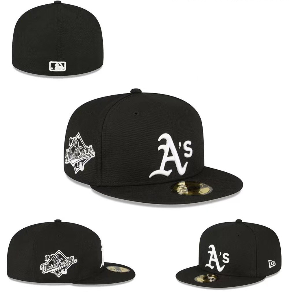 MLB Oakland Athletics หมวกปักลายแบบClose Fit สำหรับผู้ชายและผู้หญิง พร้อมสต็อก