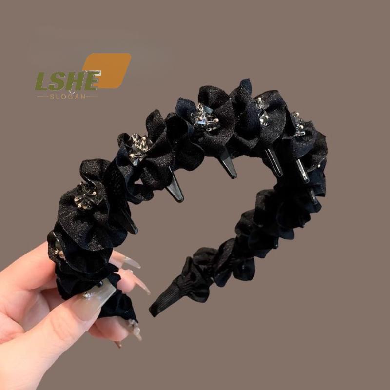 <![LSHE] ที่คาดผมดีไซน์ Rhinestone สไตล์หรูหรา กันลื่น สำหรับสวมใส่ทุกวัน>