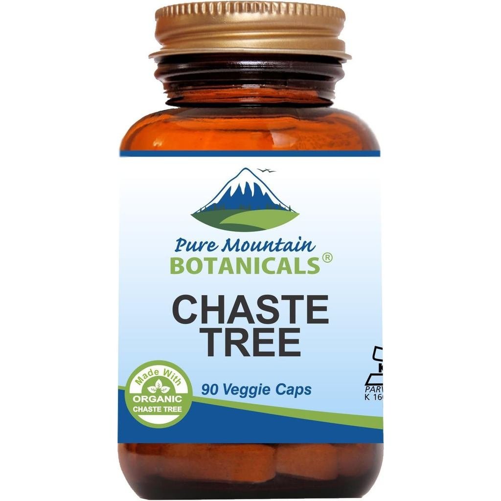 Pure Mountain Botanicals Chaste Tree Berry Capsules - Kusher Vegan Caps พร้อมอาหารเสริม Vitex Chaste