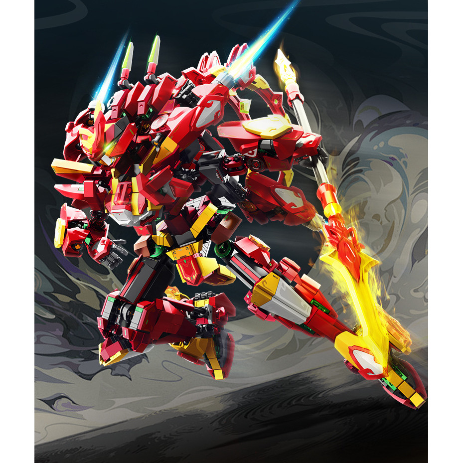 Sembo Building Blocks Fengshen Nezha สามก๊ก Guan Yu Lubu Mecha Building Blocks เด็กประกอบของเล่นของข