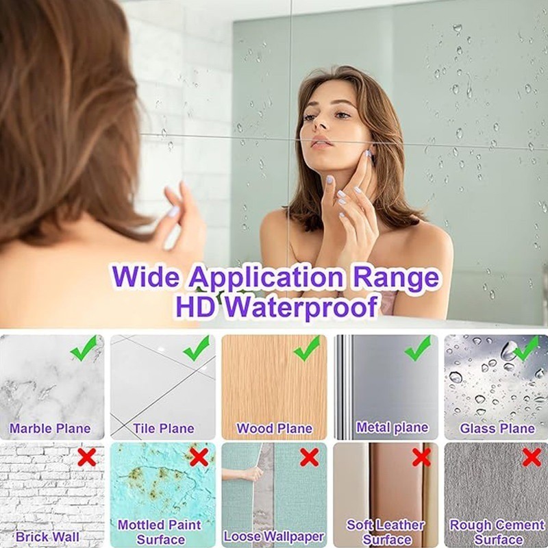 กระเบื้องกระจกอะคริลิค / สติ๊กเกอร์ติดผนังกระจกมีกาวในตัว / แผ่นกระจกตกแต่งแบบยืดหยุ่นที่ไม่ใช่กระจก 1/3/5 ชิ้น - รูปที่ 4