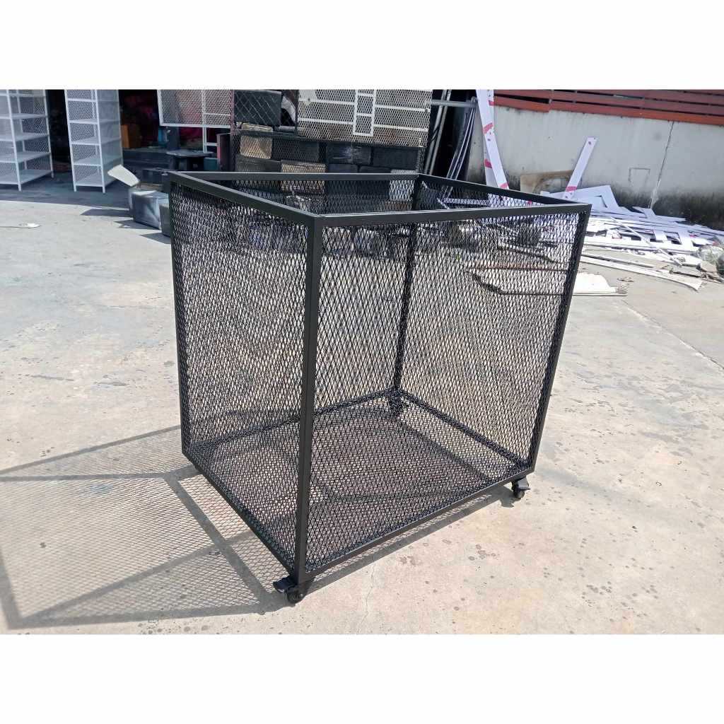 ถังขยะ – “โครงเหล็กกันสนิม” ไม้แท้เคลือบเงาใส \จัดส่งเร็ว//