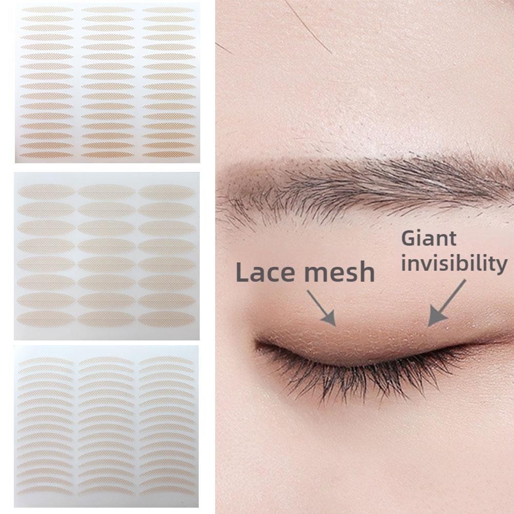 Natural Invisible Double Fold Eyelid Tape Beige Stripe Lace Eye Tool สติ๊กเกอร์ระบายอากาศ I7t8