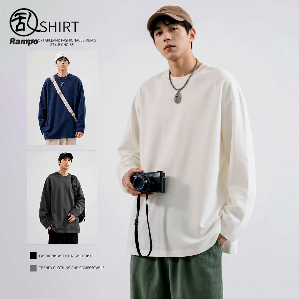 เสื้อยืดแขนยาวสำหรับผู้ชาย ทำจากผ้าฝ้ายคุณภาพดี สีขาวบริสุทธิ์ พอดีอกและสามารถแมッチได้หลากหลายโอกาส