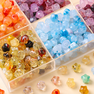 ลูกปัดอะคริลิกลายหิน ขนาด 11.5*13 มม., ลายดาวห้าแฉก, เหมาะสำ…