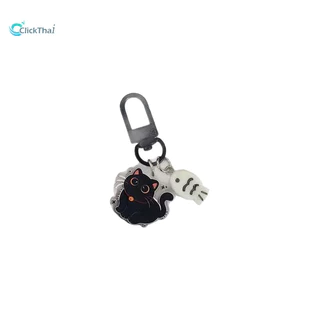 พวงกุญแจ สไตล์เกาหลี พวงกุญแจจี้อะคริลิค Black Cat Little Fish Key Chain จี้อะคริลิคสองด้านน่ารักการ์ตูนกระเป๋าจี้