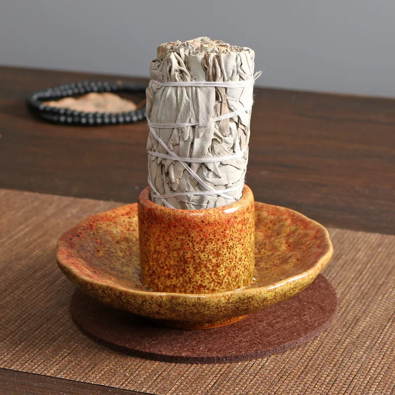 Ceramic Incense Burner Bowl Sage Holder Smudge Dish  Palo Santo Tray  Candle Stand  Aromatherapy Dec