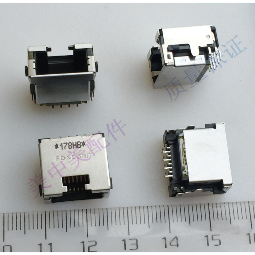 FOXCONN Original Network Cable Connector Socket Socket Slot Connector 12P Pin พร้อมไฟ