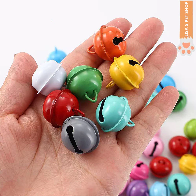 STOCK ปลอกคอสัตว์เลี้ยง กระดิ่งสีสันขนาด 18MM สำหรับทำ DIY พวงกุญแจ ของตกแต่งคริสต์มาส โลหะ กระดิ่งแมวและสุนัข