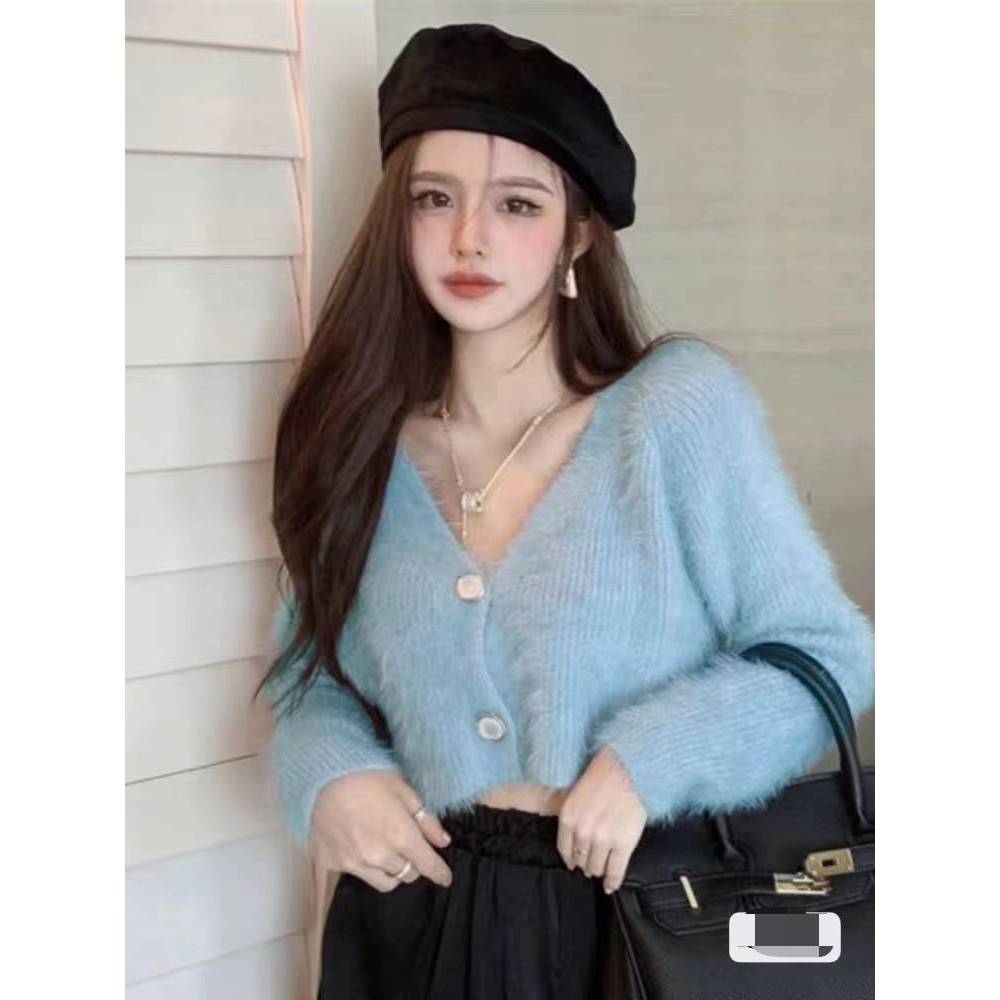 Gamin-0747 เสื้อคลุมคาร์ดิแกน เสื้อไหมพรมแขนยาว ทรงสั้น ผ้านิ่มใส่สบาย #95151
