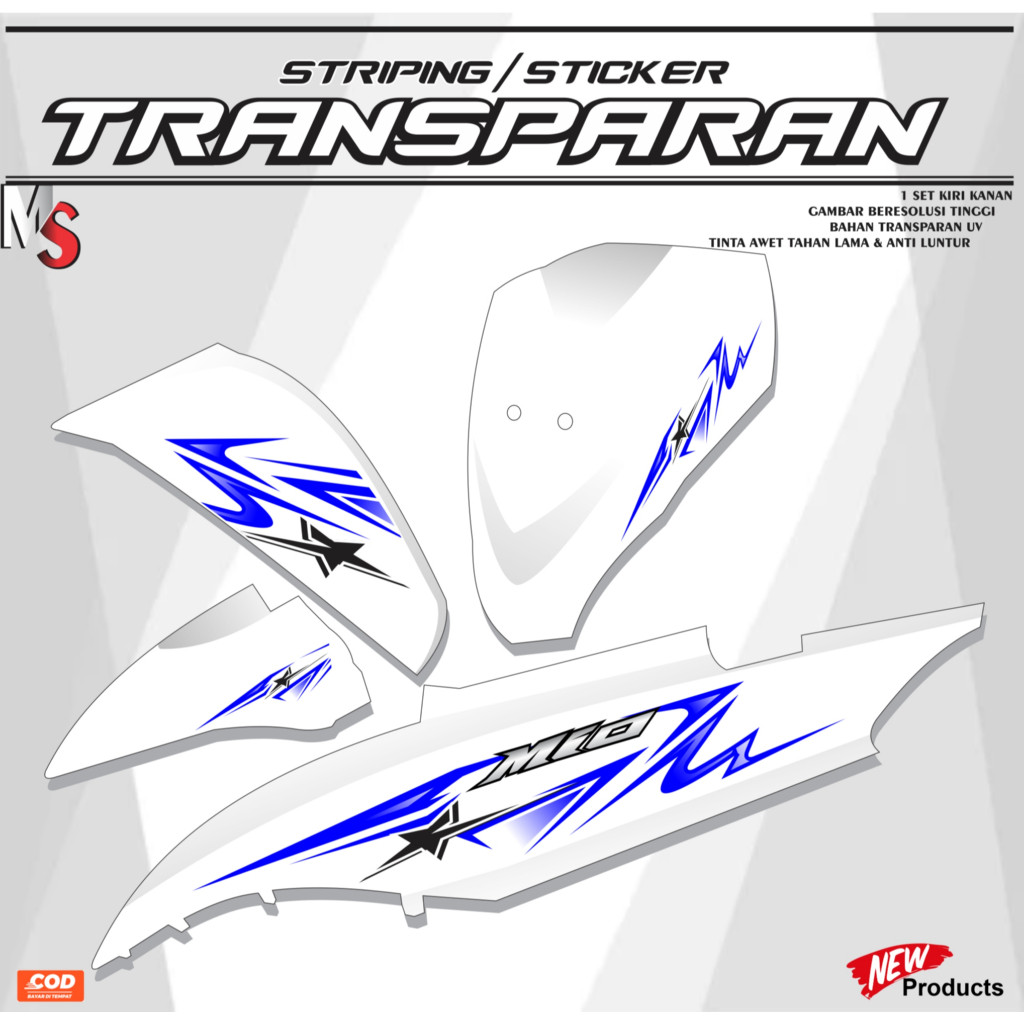 Striping STICKER Mio J/Gt Transparent Simple Motif BINTANG MS0015 V4 Gradient