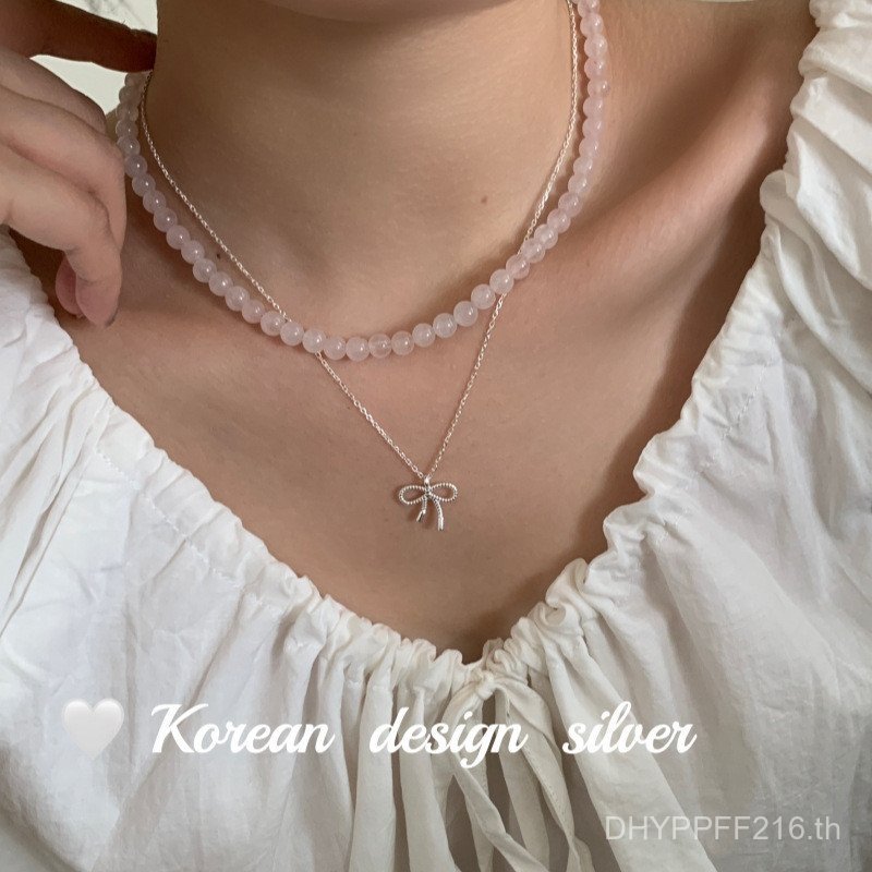 สร้อยคอนามธรรมสไตล์เกาหลี งานฝีมือจากเงินสเตอร์ลิง S925 และคริสตัลด้านบน สไตล์อินสตาแกรม SVN1