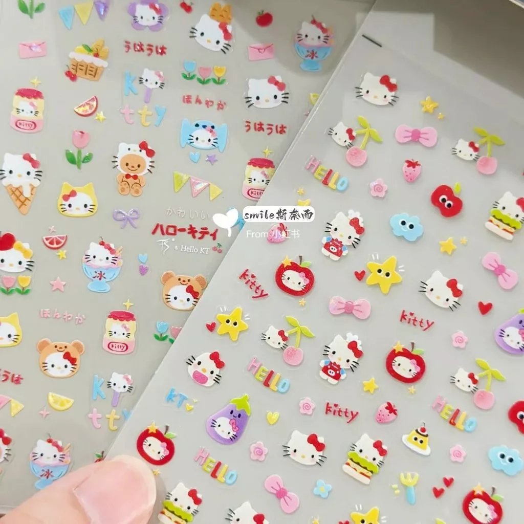 หมวกผลไม้น่ารัก New Kitty สติ๊กเกอร์แต่งเล็บ Red Apple Katie diy ที่ใส่ปากกาถ้วยน้ํา ccd สติ๊กเกอร์ติดเล็บ