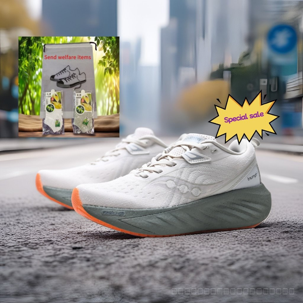 Saucony TRIUMPH 22 Low-top Design Cushioned Running Shoes สําหรับผู้ชายและผู้หญิงสําหรับมาราธอนและกา
