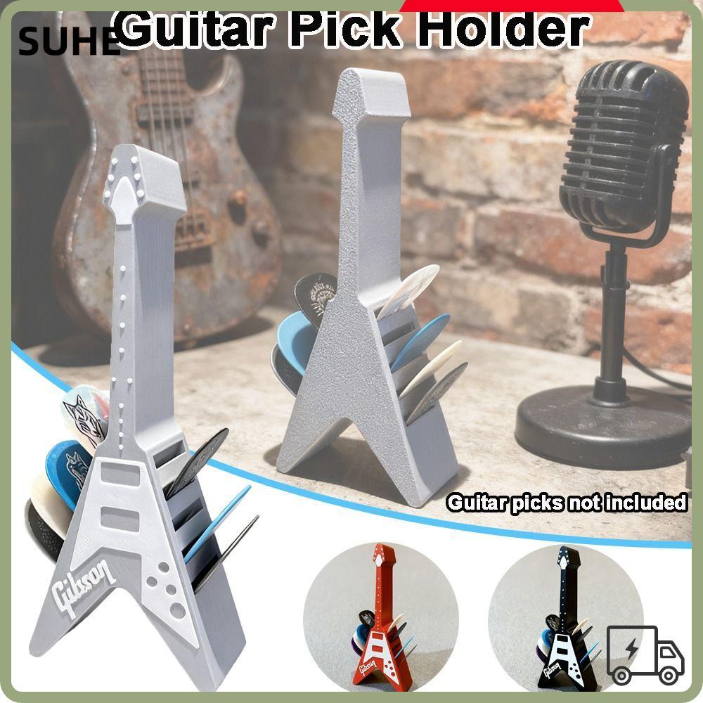 SUHE ที่วางปิ๊กกีต้าร์, กล่องเก็บปิ๊กกีต้าร์พิมพ์ลาย 10 ช่อง, ปิ๊กกีตาร์ Gibson PLA Flying V