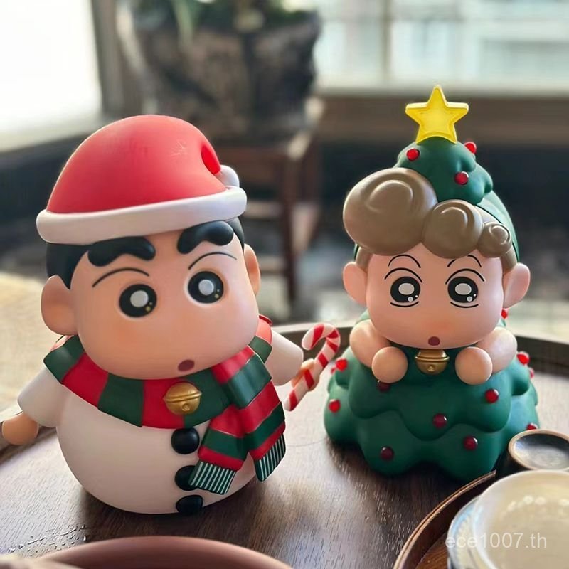 สาวหัวใจ Crayon Shin-Chan Shin-Chan ตุ๊กตา Shin-Chan รูปคริสต์มาสของขวัญตุ๊กตาน่ารัก Snowman เดสก์ท็