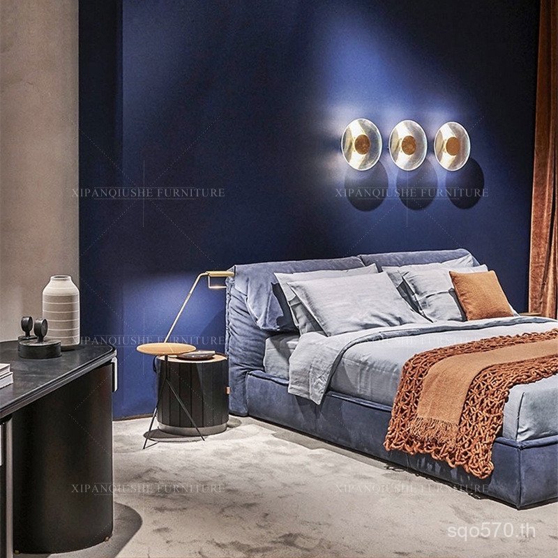 Miyi หรูหราเตียงใหญ่ 1.8 เทคโนโลยีผ้าเตียง Frosted Italian Designer ผ้าเตียงโมเดิร์น Minimalist E9XB