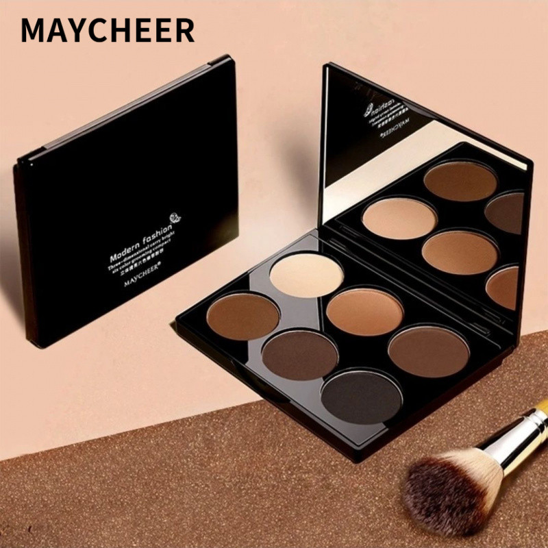 MAYCHEER พาเลทคอนทัวร์ โทนซอฟต์มิสต์แมตต์ 6 สี สำหรับเฉดไฮไลท์และเฉดเงาจมูก เพื่อความสว่างแบบสามมิติ