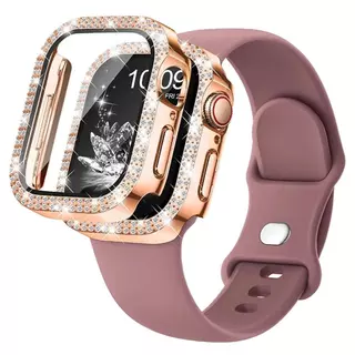 ตัวป้องกันหน้าจอกันชนเคสเพชร+สายรัดสําหรับ Apple watch series 11 10 9 8 7 6 5 4 SE