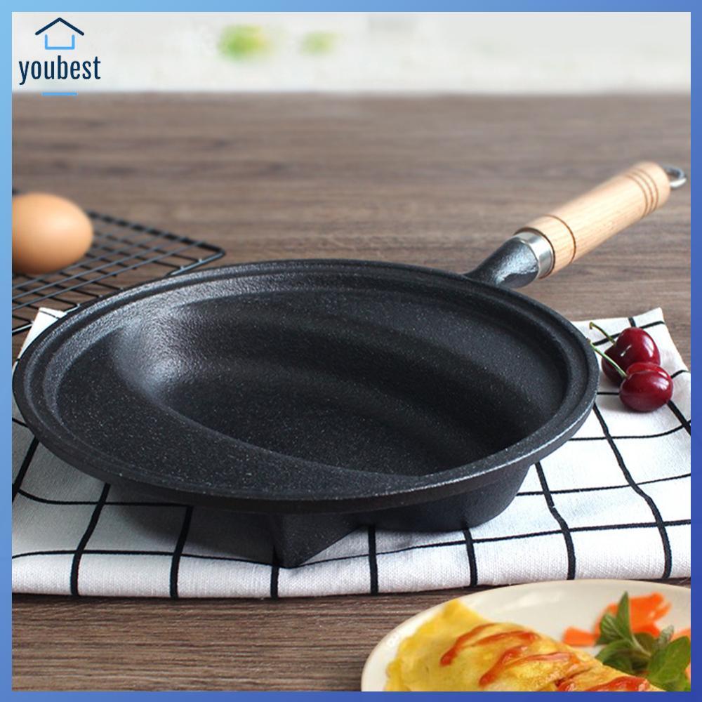 Omurice ทําอาหารหม้อไม้ Handle แพนเค้กแม่พิมพ์ Skillet กระทะ Anti-Scald ไข่เจียวไข่หม้อสําหรับโฮมเมด