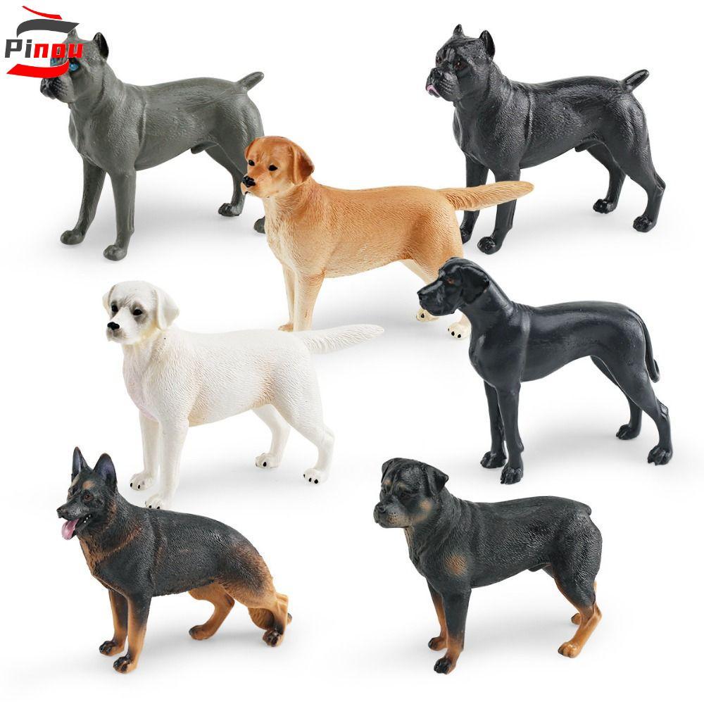 PINOU ตุ๊กตาสุนัขลูกสุนัข, Labrador Rottweiler Shepherd Dogs Animals รุ่น, Vividly สมจริงมือวาด Great Dane จําลองรูปปั้นสุนัขของเล่นเด็ก