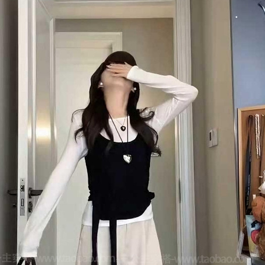 Paula พร้อมส่ง🌴เสื้อยืแขนยาวผู้หญิง🌴เสื้อ2ชิ้นติดกับดีไซน์โปว์ผูกเอว เสื้อครอปทรงเข้ารูป สีดำ คอกลม ลำลอง แฟชั่นผู้หญิ - รูปที่ 6