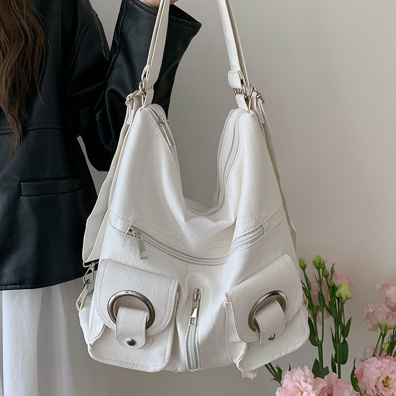 TRENDY POUCH  กระเป๋าซิปที่เรียบง่ายและมีสไตล์ PU tote bag กระเป๋าเป้สะพายหลังความจุขนาดใหญ่สําหรับเดินทางอเนกประสงค์ ราคา ถูกที่สุด ดีลบีเคเค แกลเลอรีภาพที่ 9