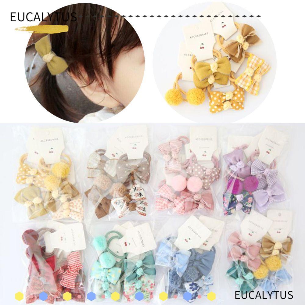 EUCALYTUSTH 10 ชิ้นยืดหยุ่นยางรัดหรูหราเด็กขนาดเล็ก Plush Ball Gum ดอกไม้ Headdress