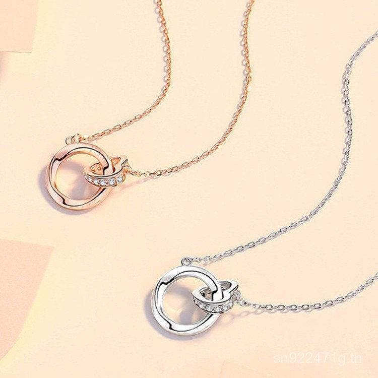 โซ่กระดูกไหปลาร้าประสานสไตล์ใหม่เงินสเตอร์ลิง Mobius Love คู่ S999 เวอร์ชั่นเกาหลี Niche สร้อยคอหญิง